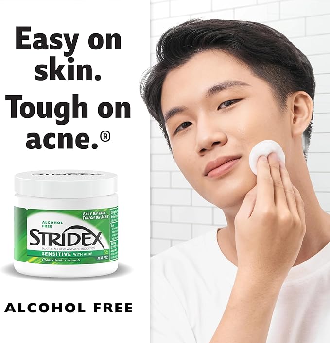 Stridex Sensitive with Aloe, Alcohol Free, 55 Soft Touch Pads, (Pack of 2)