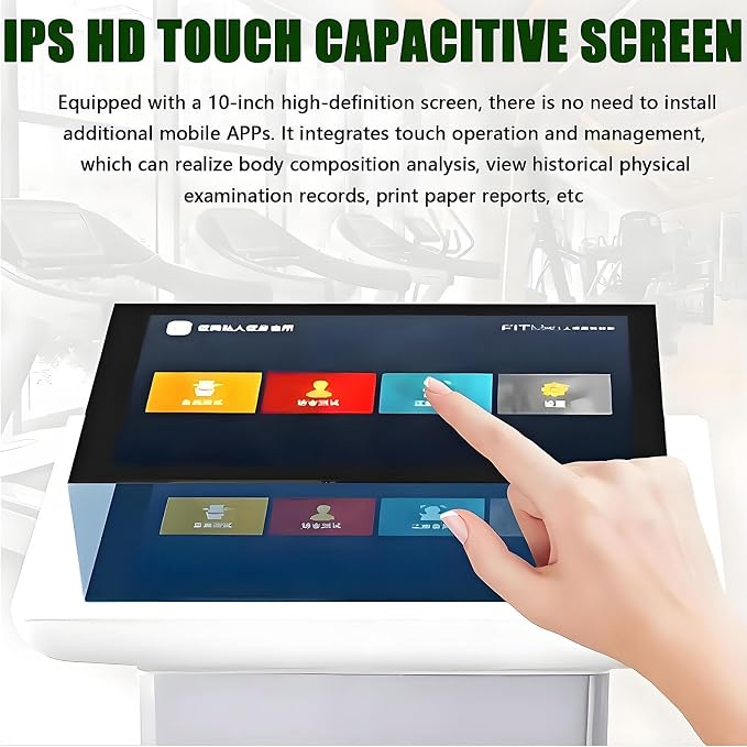 10.1 inch HD Touch Bioimpedance Analysis Machine, Smart Body Composition Health Assessment Body Scanner, Height Body Fat Analyzer, Support Multiple Users