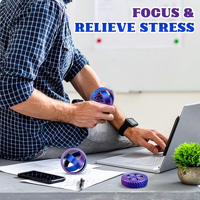 2-Pack 3D Printed Spinners Fidget Toys Adults - Stress Relief Toys for ADHD, Anxiety & Sensory Needs | Quiet Office Desk Toy & Party Favors - Birthday Goodie Bag Fillers Halloween Party Favors
