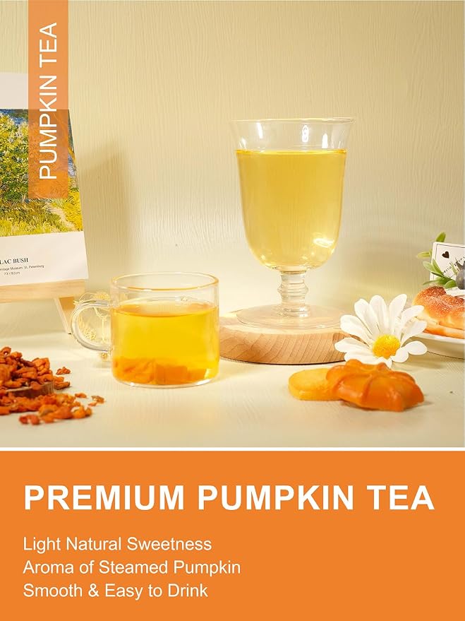 TeeLux Pumpkin Tea Loose Leaf, 16oz, Lightly Sweet & Colorful, Versatile Dried Pumpkin Cubes for Cooking, Baking