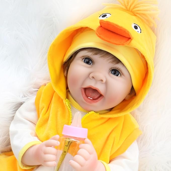 Aori Lifelike Reborn Baby Dolls Realistic 22 Inch Reborn Baby Doll with Yellow Outfit for Kids 3+