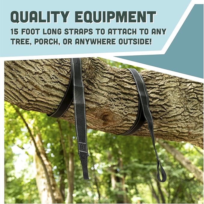 Squirrel Products Two Nylon Tree Swing Hanger Straps - 15ft Each