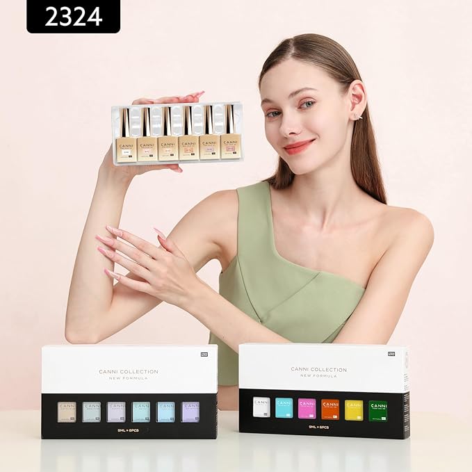 CANNI Jelly Gel Nail Polish Set – 6 Colors 9ML Sheer Milky White & Nude Pink Translucent Soak Off UV LED Nail Gel for French Manicure, DIY Nail Art at Home or Salon