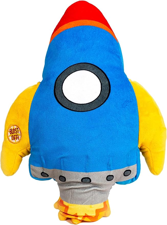 Unicorns & Robots Light Up Pillow for Kids, Plush Led Night Light for Boys and Girls, Oeko TEX Certified, Toddler’s Light Up Sleeping Toy, Rocket Ship