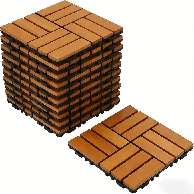 Sauna Mat Canadian Red Cedar 10PCS Set , Traditional & Infrared Sauna Accessory, 12.1*12.1*0.75In, 880LBS Load 1 Capacity Thick PVC for Outdoor & Indoor, Patio Garden, Balcony, Poolside (Modle A)