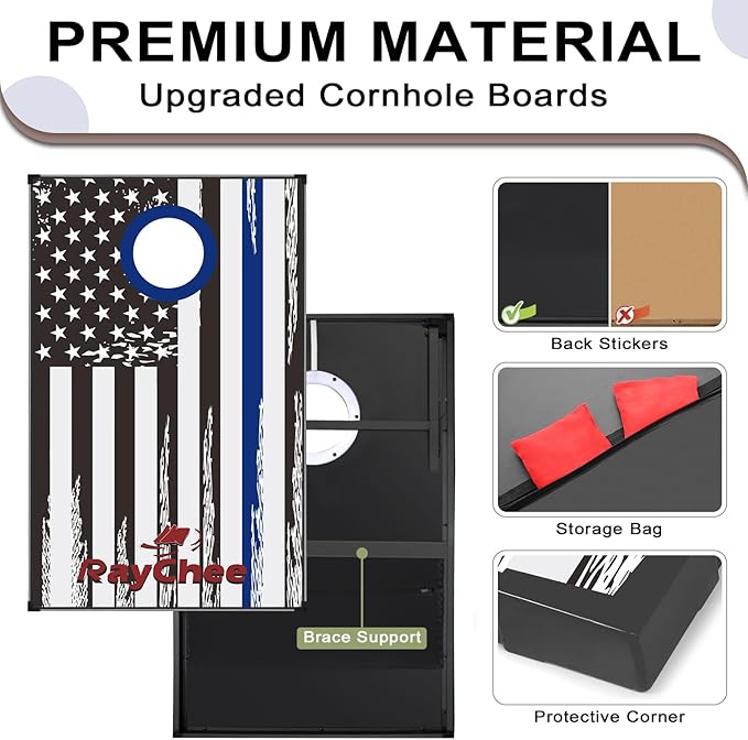 LED Cornhole Set, 3 x 2ft / 4 x2 ft Cornhole Board Game Set, Corn Hole Outdoor Game, Multi-Design with Light-Up Border, 8 Bean Bags, Carrying Case for Backyard, Beach, Lawn