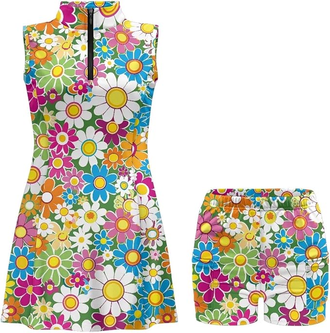 Golf Dress Tennis Dresses for Women with Built in Shorts and Pockets Sleeveless Athletic Dress Workout Dress