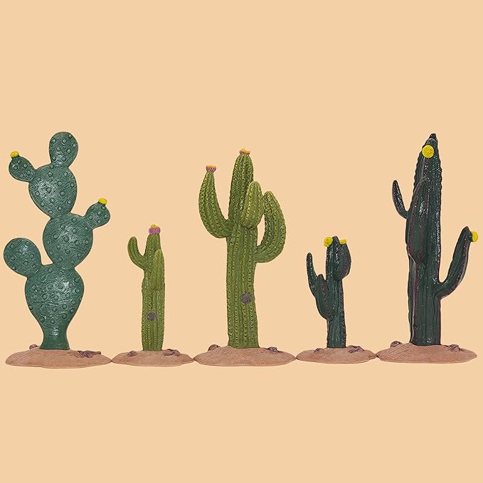 Gemini&Genius Cactus Plant Action Figure Toys for Kids Green Plant Cacti Great for Sand Table Landscape Scene Accessories Decoration-5Pcs