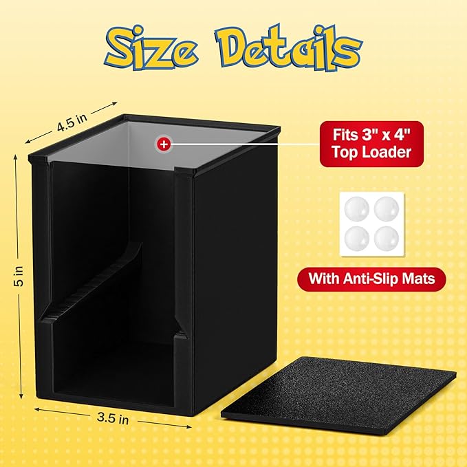 Toploader Dispenser & Penny Sleeve Holder - Dual Compartment Holds 250 Penny Sleeves & up to 50 Top Loaders, Stackable Card Storage Box with Dustproof Lid (Black)