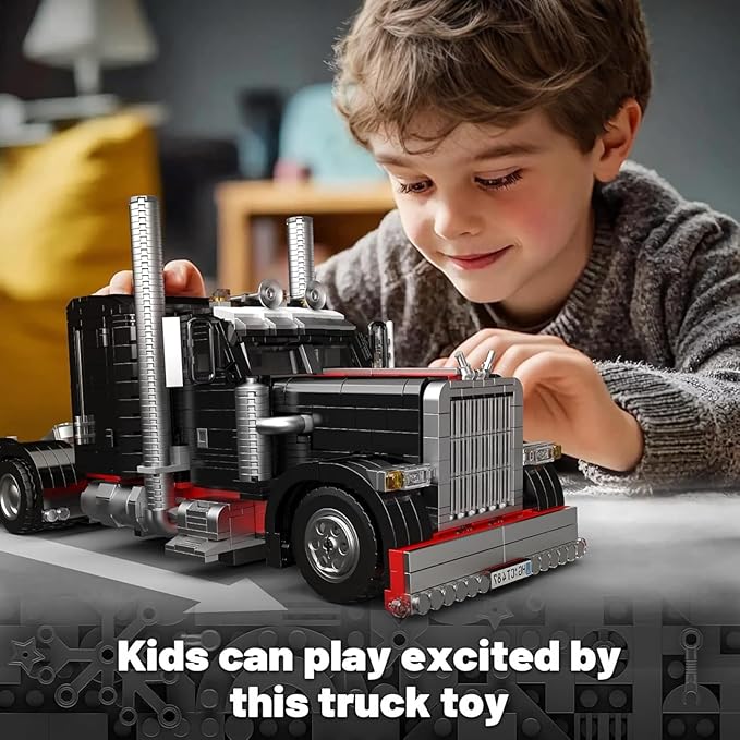 Mould King 10037 Semi Truck Building Set, Flatbed Truck Toy with 10 Wheels, Collectible Car Model to Build and Display, Buildable Gifts for Boys and Girls/Adult (1797 Pieces)