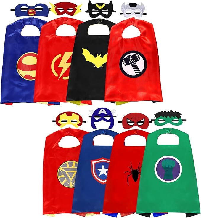 InPoTo Superhero Capes for Kids,Hero Capes and Masks Fit for 4-12years old boy and girls Dress up and Holiday Costumes.