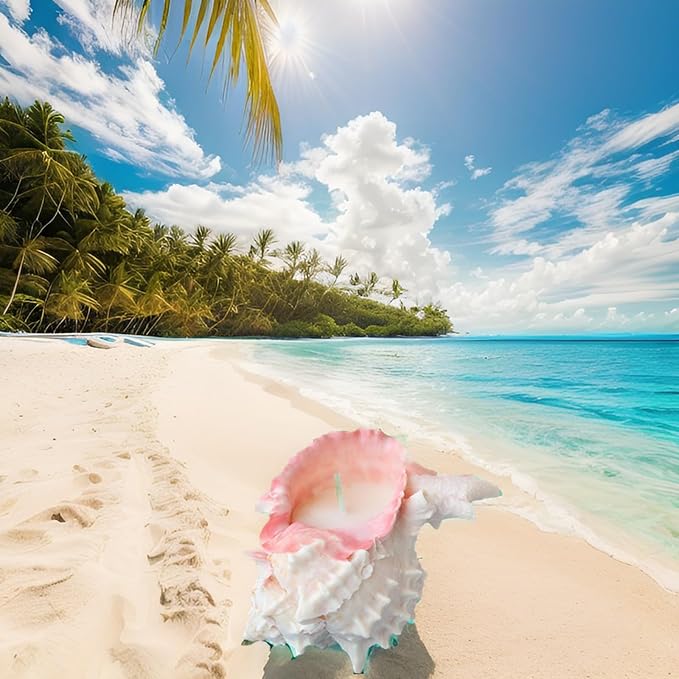 Conch Shape Scented Candle,Minimalist Summer Ocean-Themed Sea Snail Soy Wax Aroma Decorative Candle for Table Photo Prop,Real Pink Whelk Self Love Healing for Women,Fun Beachy Decor