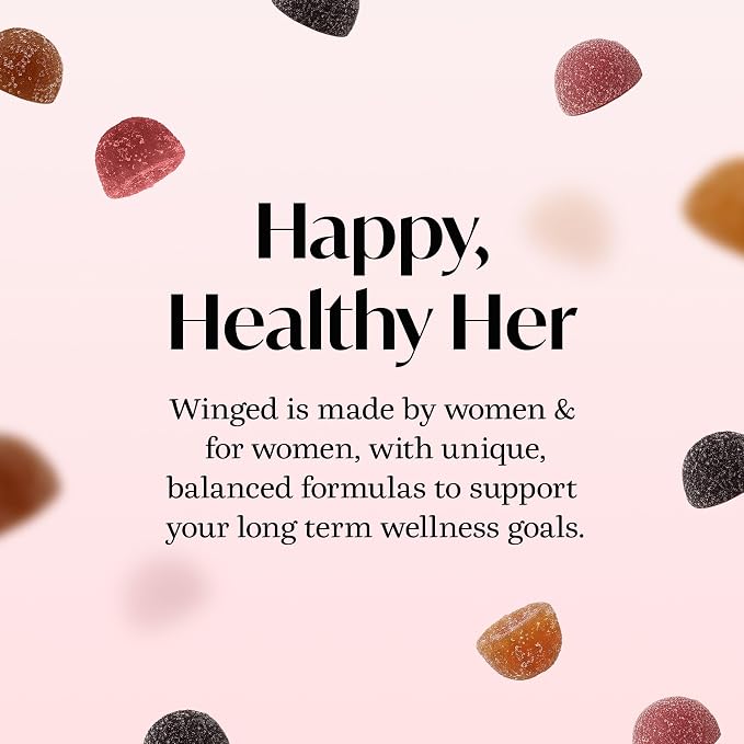 Winged Wellness Love Bites, Libido Booster for Women with Maca Root - Libido & Pleasure Booster with Horny Goat Weed & Damiana - Natural Aphrodisiac Gummy Supplement - Wild Blueberry, 60 Vegan Gummies