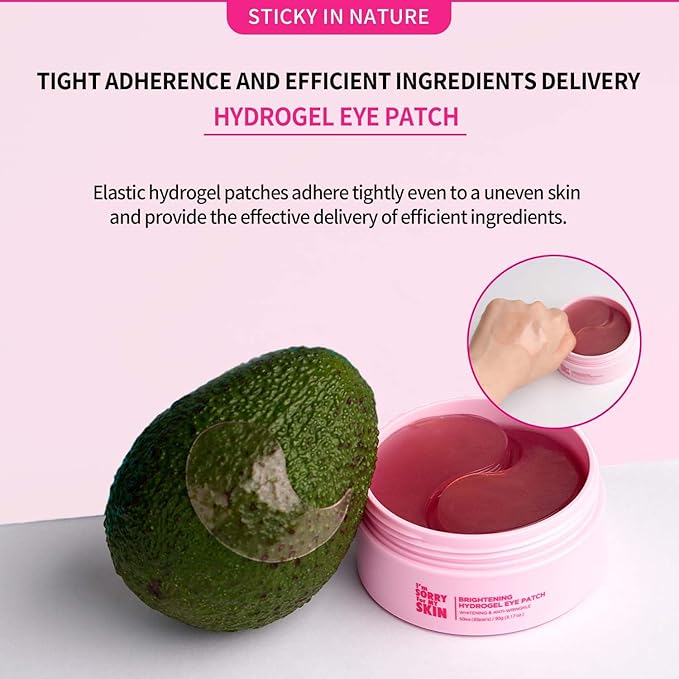 I'M SORRY FOR MY SKIN Brightening Hydrogel Eye Patch, Korean Skincare Under Eye Treatment for Puffy Eyes & Dark Circles, Anti-Wrinkle Antioxidant Self Care Gifts for Women 60EA/90g
