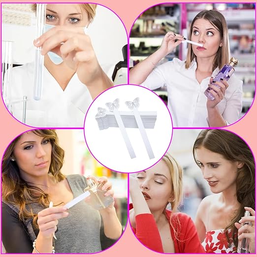 Honbay 100PCS Disposable Perfume Test Strips Butterfly Pattern Essential Oils Paper Test Strips Smelling Testing Paper for Aromatherapy Fragrances Scents
