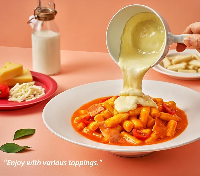 BBOM Instant Korean Tteokbokki Pouch – Sweet & Spicy Street Food – Easy and Convenient Preparation – Includes Tray, Rice Cakes & Powder Sauce, 3 Flavors_5.19oz (147g) x 2ea (Rosé)