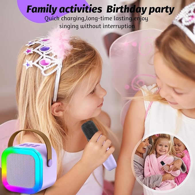 Kids Karaoke Microphone Machine Toy, 4-12 Years Old Girls Christmas Birthday Gift for Girls, Karaoke Toys Gifts for Girls Ages 4, 5, 6, 7, 8, 9, 10, 12 +Year Old Birthday Party.