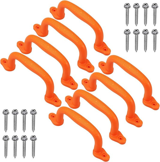 Dolibest 8-Pack Safety Handles for Swing Sets & Playsets - Monkey Bars with Anti-Skid Grip with Finger Indentations, Plastic Grab Handles, Easy Mounting for Climbing Frames, Playhouses, Treehouses