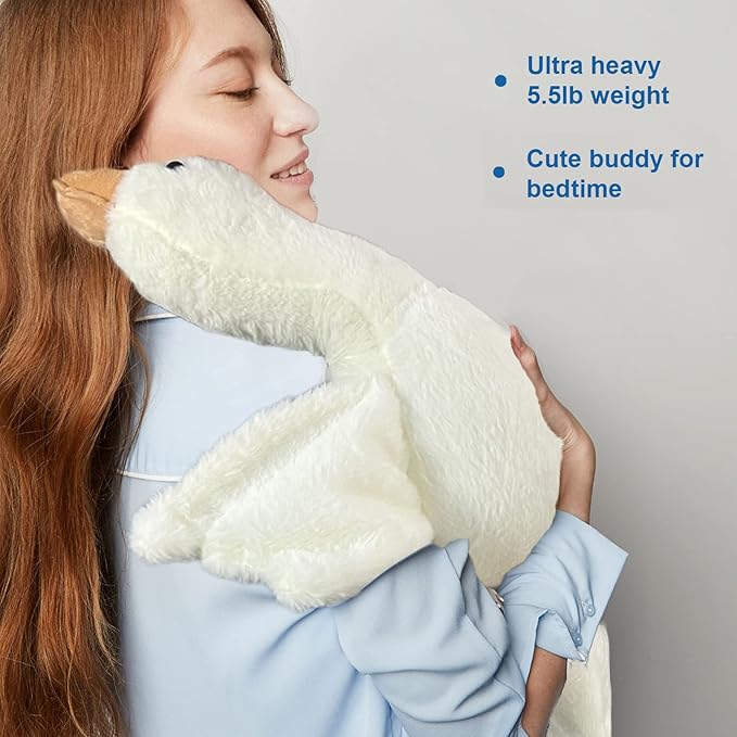 Swan Stuffed Animal, 5.5 lbs Weighted Stuffed Animals Plush Swan Toy Big Goose Weighted Plush Animals Duck Stuffed Animals Plush Pillow Toy Gifts for Kids, 35.43"