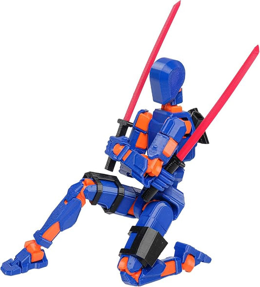 (Assembly Completed Dummy 20 Action Figure, 8.1 inches， Strong Magnetic Accessories， 8 Types of Weapons 3D Printed Robot Multi-Jointed Movable, Spider Ninja Series (deep Blue)