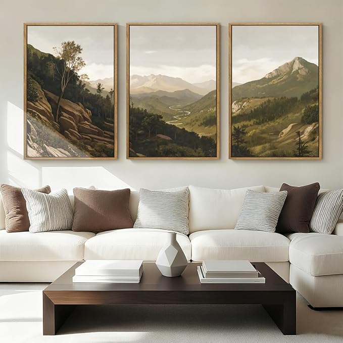 ANHUIB Mountain Wall Art Nature Mountain Ridge Wall Decor Woodland Landscape Painting 16x24 Inch for Living Room Bedroom Dining Room