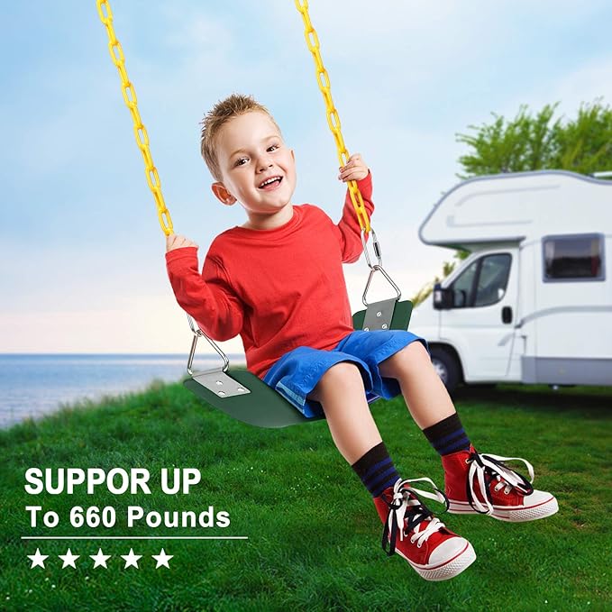 AGPTEK Swing Sets, Seat with 66 Inch Anti-Rust Chains Thermoplastic Coated, Support 250lb, Cushion Accessories Replacement with Snap Hooks for Outdoors, Playground, Jungle Gym (Pack of 2)