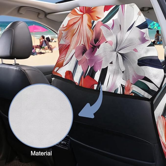 INSTANTARTS Hibiscus Car Seat Cover Protector Sweat Towel Multi-Functional Car Towel Car Seat Towel Cover