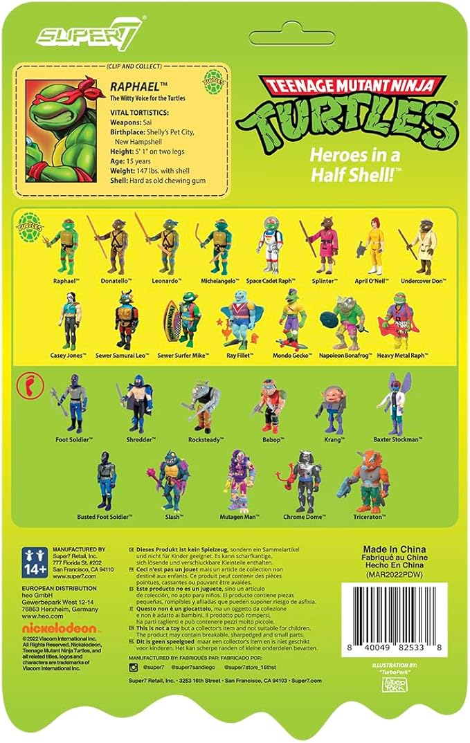 Super7 Teenage Mutant Ninja Turtles Raphael (Mutagen Ooze) Reaction Figure - 3.75" TMNT Action Figure with Accessories Classic Cartoon Collectibles