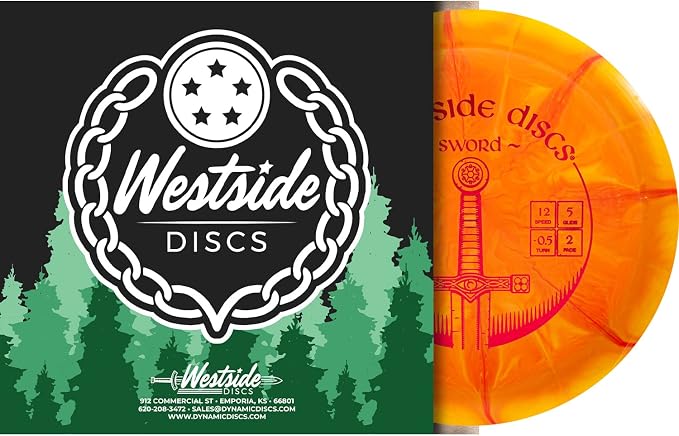 Westside Discs Origio Burst Sword Disc Golf Disc | User Friendly and Controllable Disc Golf Disc | Straight Flying Distance Driver | 170g Plus | Stamp Color Will Vary (Blue)