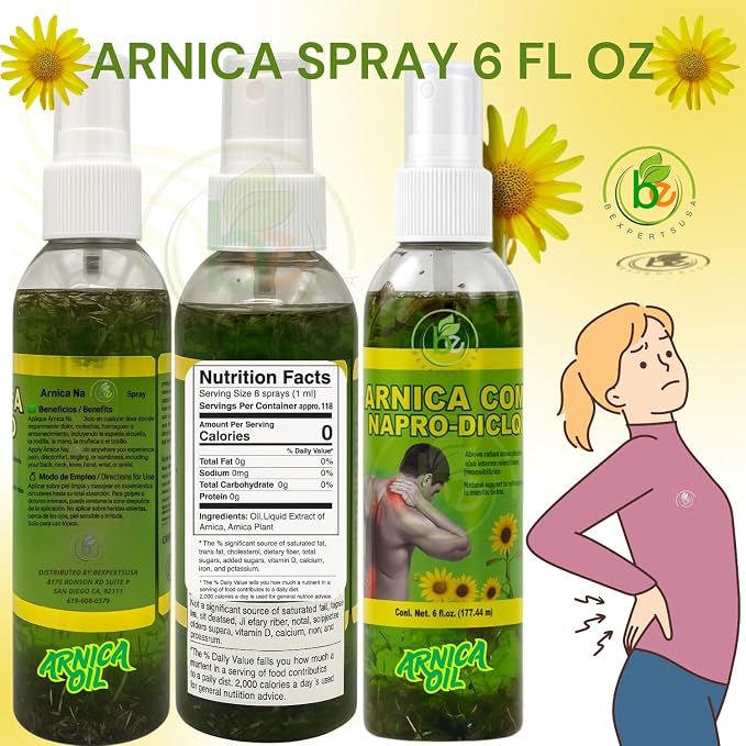 Arnica Sore Muscle Massage Oil – 6 fl oz (3-Pack Bundle) – Natural Concentrated Body Oil for Muscles, Joints & Massage Therapy – Fast-Absorbing – Herbal Aroma – Soothing Relief – Daily Use Solution