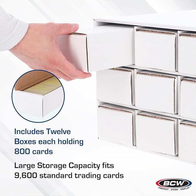 BCW Card House Storage Unit with 12 x 800ct Boxes | Holds Up to 9600 Cards | Organizer for Sports Cards, Pokémon, Magic: The Gathering & More