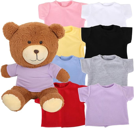 8-Pack Colorful T-Shirts for 17-18 Inch Bears Soft Stuffed Animal Clothes Set (8 Mixed Color)