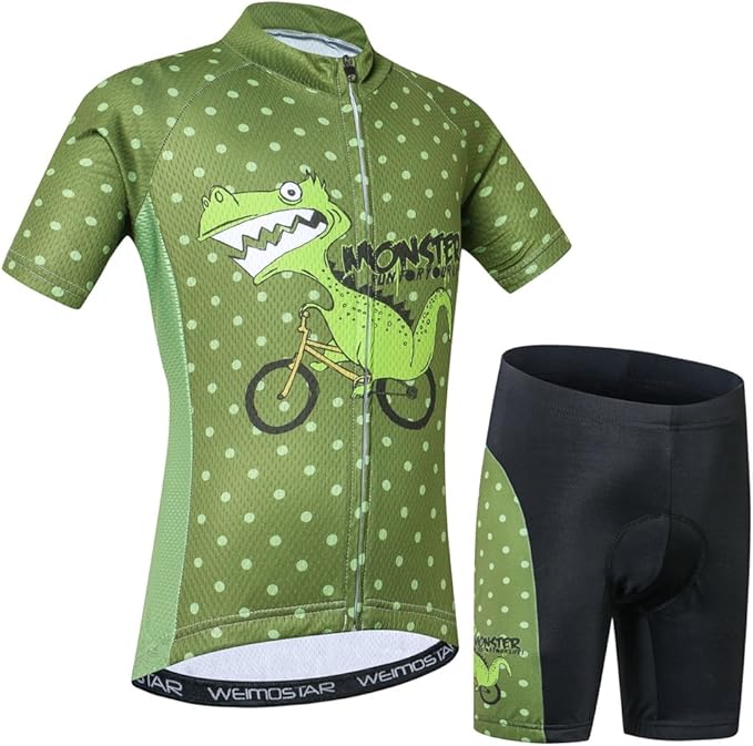 Cycling Jersey Kids,Short Sleeve Cartoon Road Mountain Bike Jersey Set/Top/Short for Girls Boys Breathable