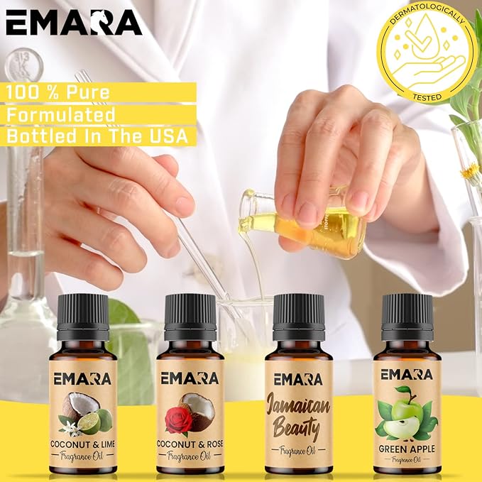 EMARA All Natural Fruity Coconut & Rose Essential Oil for Diffusers, Skin Care, Aromatherapy Fragrance Oil, Organic Therapeutic Grade 15 mL (1/2 fl oz)