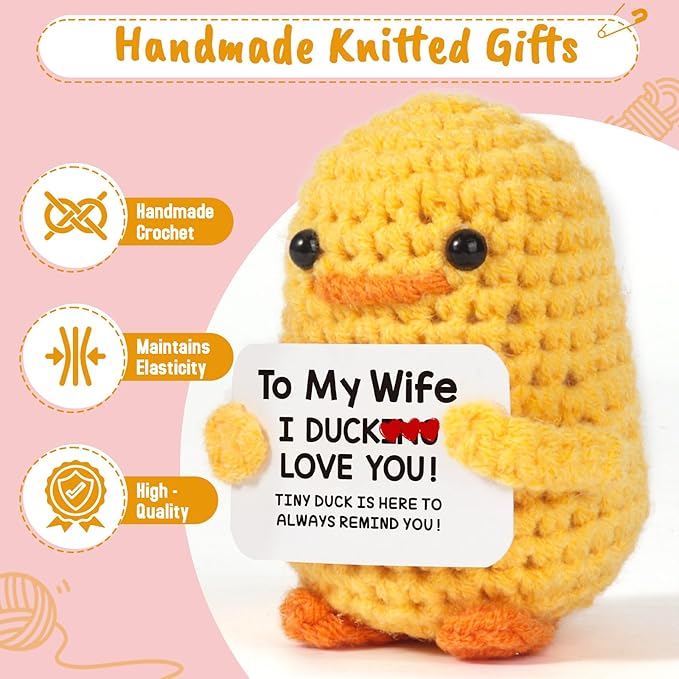 MBL Gifts for Wife Birthday Anniversary - I Duck Love You, Funny Cute Small Cool Crochet Duck Christmas Stocking Stuffers Xmas Holiday Mother's Mothers Day Birthday Gifts for Wife Her Women