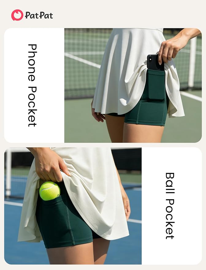 PATPAT Girls Athletic Dress Tennis Summer Outfit with Headband & Shorts | Quick-Dry RapidAir-C Fabric, Lightweight Breathable Golf Dress, Sweat-Wicking 2 Piece sets, Two Hidden Pockets