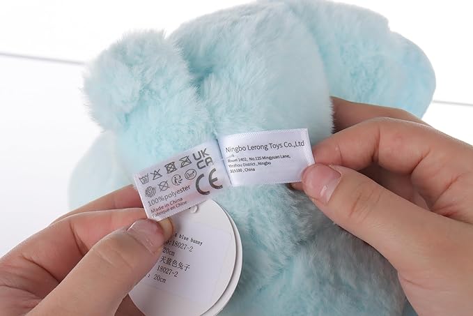 Apricot Lamb Toys Plush Light Blue Bunny Rabbit Stuffed Animal with Fluffy Soft Ears (Light Blue Bunny, 8 Inches)