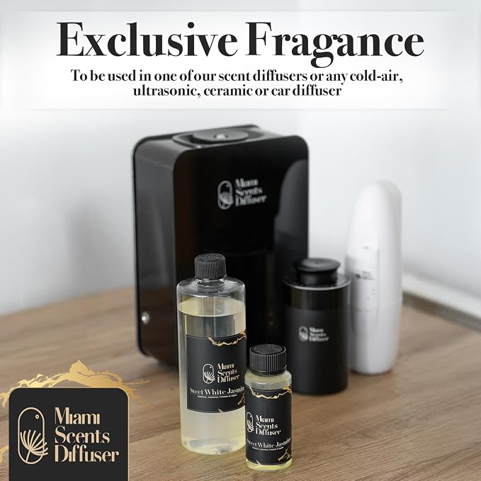 White Jasmine Bloom Essential Oil Refill Luxury Hotel Inspired, Long Lasting Aroma for Home & Office Diffuser, 120 ml Fresh Blend of Bamboo Jasmine Freesia Apple - Scent for Spa Wellness Aromatherapy.
