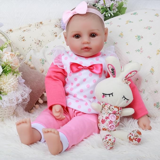 WOOROY Baby Dolls, 18-Inch Adorably Realistic Soft Body Baby Doll, Real Life Dolls with Accessory-Rich Set,Gifts for Aged 3+, Pretend Play, Cuddling, and Collection