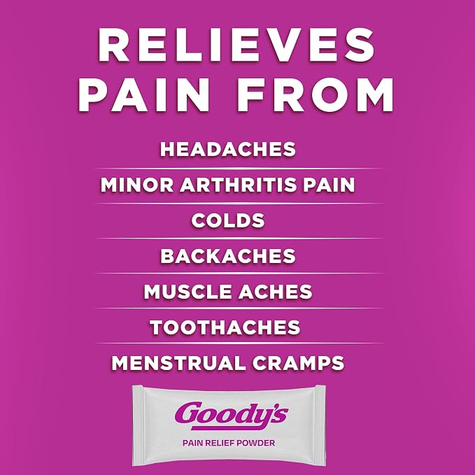 Goody's Headache Powder, Triple Action Fast-Acting Formula Headache Relief with Aspirin, Acetaminophen & Caffeine, Mixed Fruit Blast Flavor, 4 Powder Sticks, 6 Pack