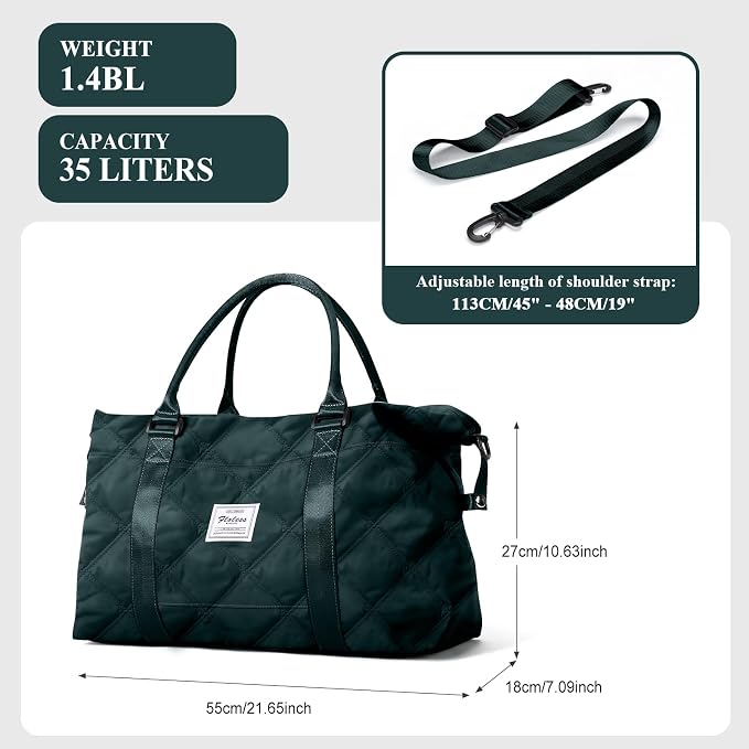 Travel Duffel Bag, Carry On Overnight Weekender Bags for Women | Travel Bag with Wet Pocket & Trolley Sleeve, For Spirit Airlines 18x14x8 Personal Item Bag