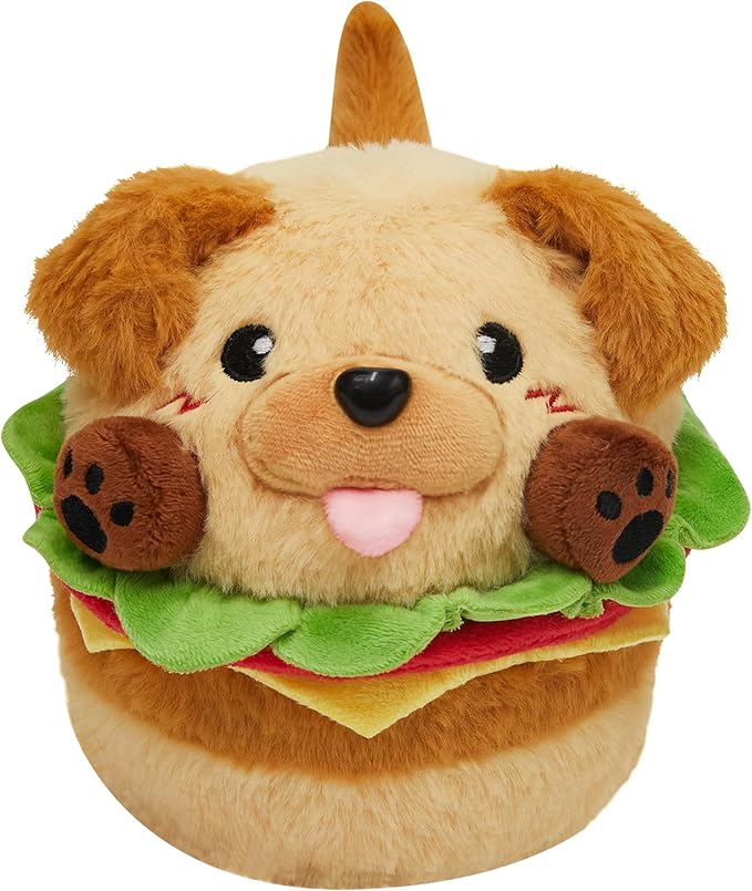 OLAOLA Cute Dog Stuffed Animals Hamburger Dog Plush Toys, 7 Inch Kawaii Hamburger Plushie Toy for Kids Adults