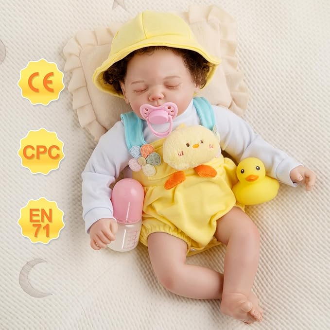 Jirachi Lifelike Reborn Baby Dolls, 18-Inch Sleeping Real Life Cloth Body Baby Girl, Realistic Reborn Baby with Toy Accessories for Kids Age 3+