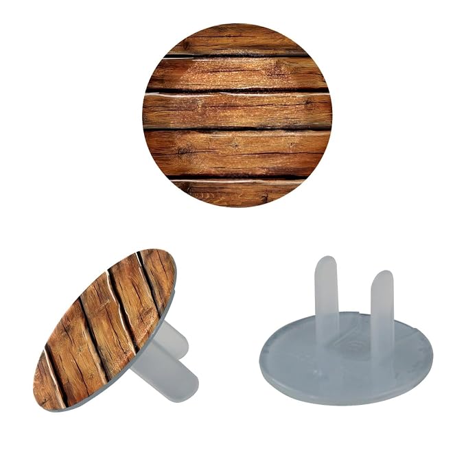 Brown Wooden Outlet Plug Covers Child Proof Electrical Outlets Protector - Wall Socket Protector for Baby Kids- Electrical Insulation