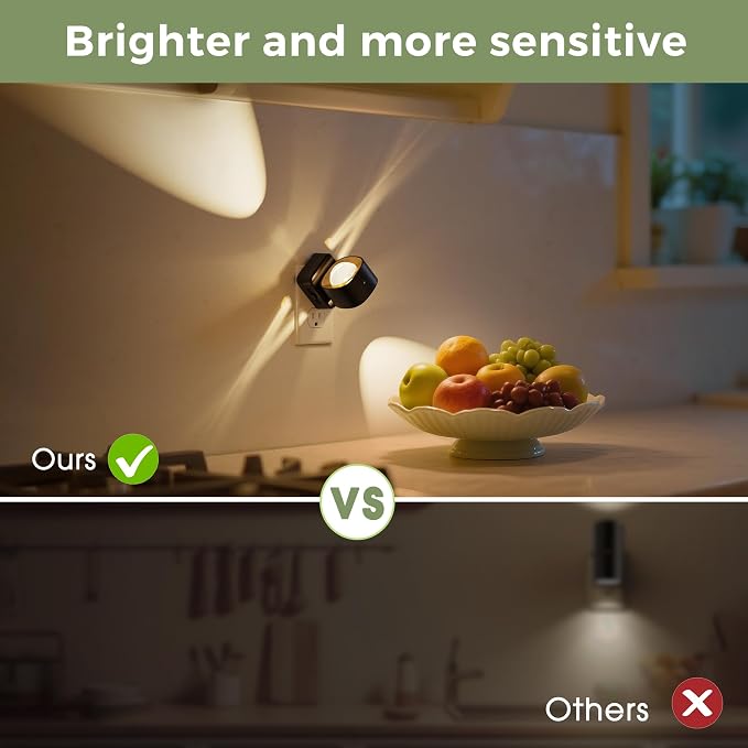 L LOHAS LED Night Light Projector, Night Lights Plug into Wall 3CCT 2 Pack | 2000K/3000K/5000K Adjustable Color Temperature Nightlight, Rotating Nightlight with Light Sensor for Hallway, Bathroom