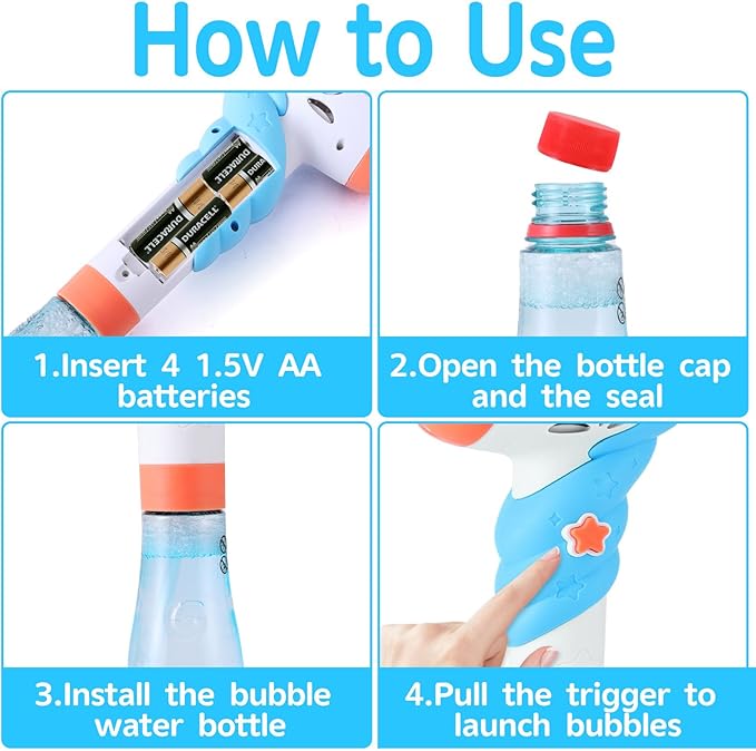 Unicorn Bubble Machine Wand for Kids Toddlers Age 1 2 3 4 5 6 7 8 Years Old Cute Birthday Party Easter Day Gift with Music&Light Baby Outdoor Outside Toy Game for Little Girl Boy Include Solution Blue