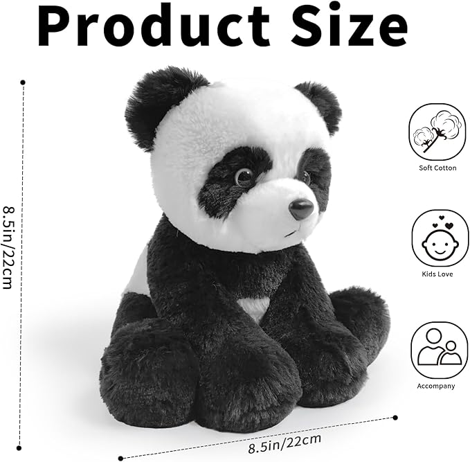 Panda Stuffed Animal Toy, Soft Huggable Panda Plush Toys for Kids, Cute Stuffed Animal Gift for Boys Girls and Toy for 1-3 Toddlers -8.5 Inch