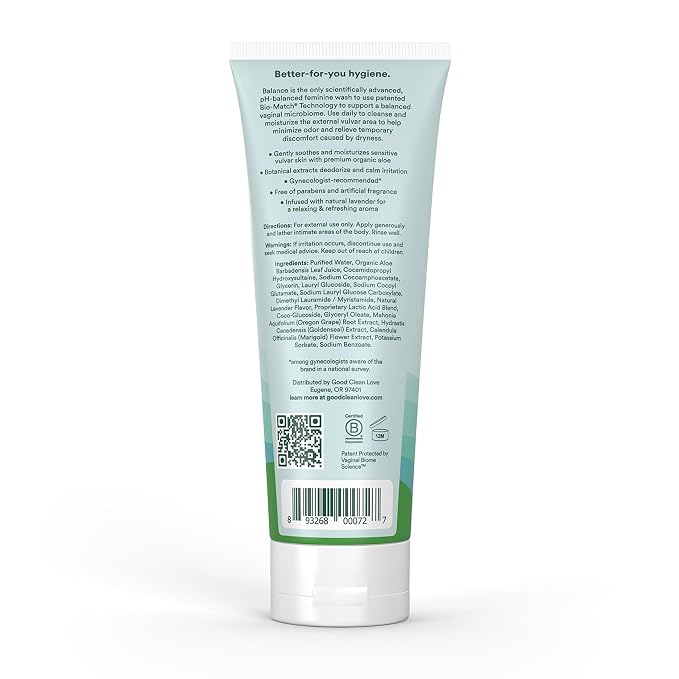 Good Clean Love Balance Feminine Wash, Gentle, pH-Balanced, 8 Oz (2-Pack) | Ph-Balanced Vaginal Cleanser With Natural Ingredients. Gentle Feminine Care. Reduces Vaginal Dryness & Odor