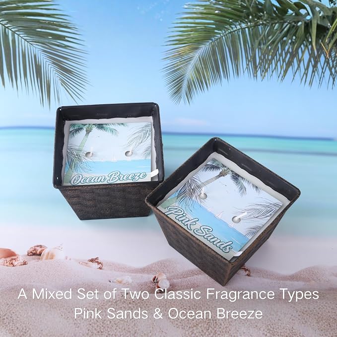 Pink Sands Scented Candle for Summer,Outdoor Beach Candles Set,Pink Sands & Ocean Breeze Two Scents Mixed Pack of 2 Candles,Long Burning Candle with 2 Wicks,Large Lemon Candles for Patio Backyard