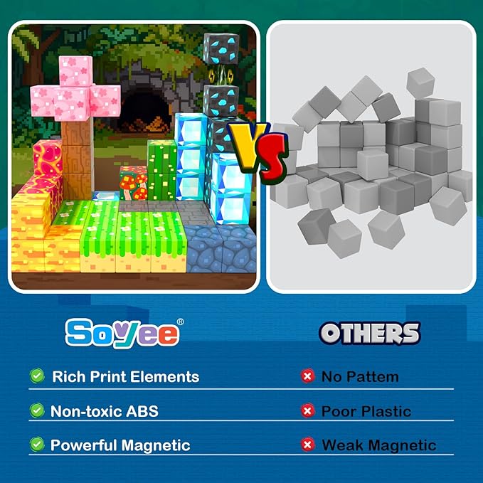 Magnetic Blocks 100 PCS Building Toys for Ages 4-8 9-12 3-5 Forest & Mine Theme Magnet Building Cubes STEM Sensory Toys for Kids Ages 3 4 5 6 7 8 9 10 11 12 Year Old Boys Girls Birthday Gifts